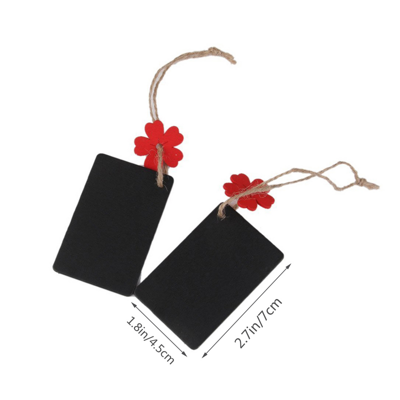 10ชิ้นเล็กสี่เหลี่ยมแขวนทำจากไม้กระดานดำราคาของขวัญ (ดอกไม้สีแดง)