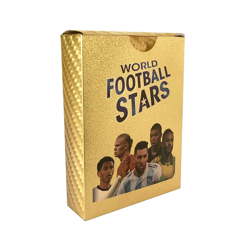 World Football Stars 27/55 Pcs edizione limitata carte d'oro materiale plastico giocatore di calcio giocattoli carta ventaglio per bambini confezione regalo