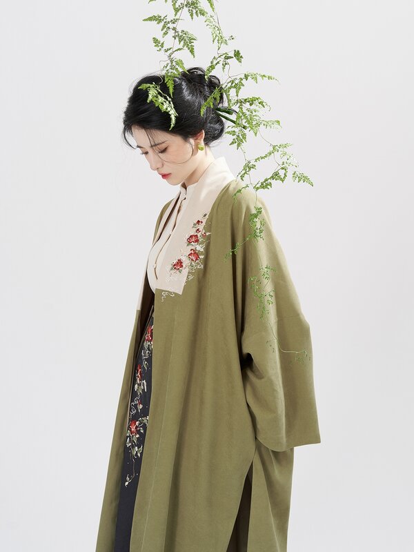 송한푸 자수 니트 가디건 재킷, 터틀넥 레이스 프리, 신축성 있는 스피닝 스커트