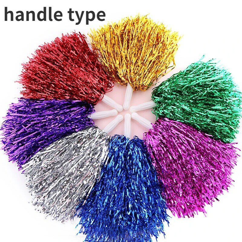 Cheerleading Pom Poms with Handle Cheer Balls Gold Yellow Pink Red Green Blue for Hand Dance Women Girl Kids Pompoms Accessories