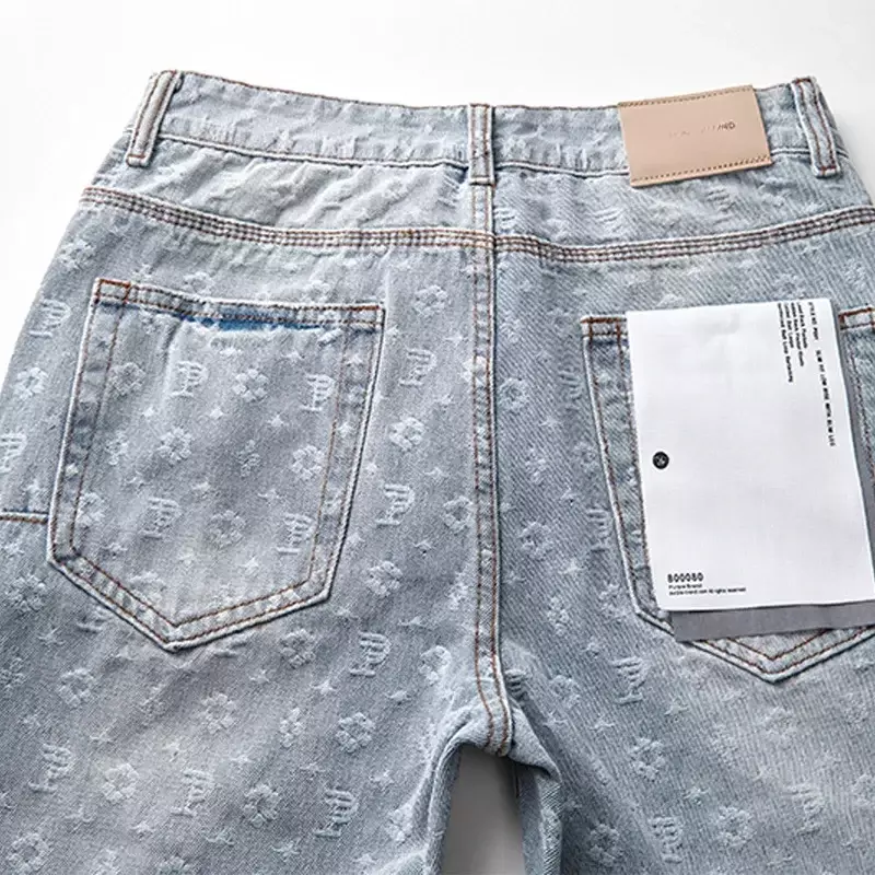 Topkwaliteit Nieuwe Paarse Roca Merk Jeans Amerikaanse Top Street Fashion Monogram Print Stijlvolle En Slanke Broek