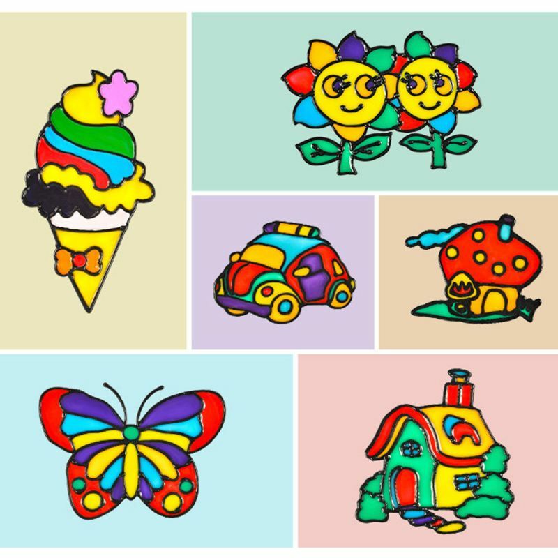 Mainan Gambar DIY Anak-anak Tempera Lem Kartun untuk Kerajinan Seni Pendidikan TK Hadiah Anak-anak Dropship