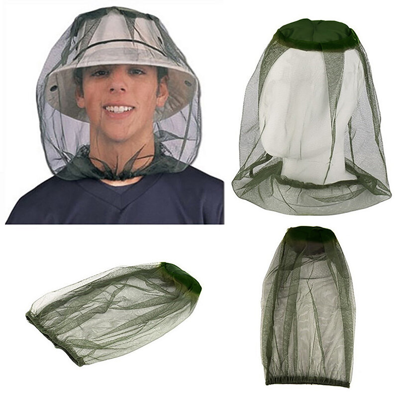 OutdoorMosquito-Gorra de malla para la cabeza de apicultura, sombrero de malla a prueba de insectos, Protector facial para senderismo, Camping