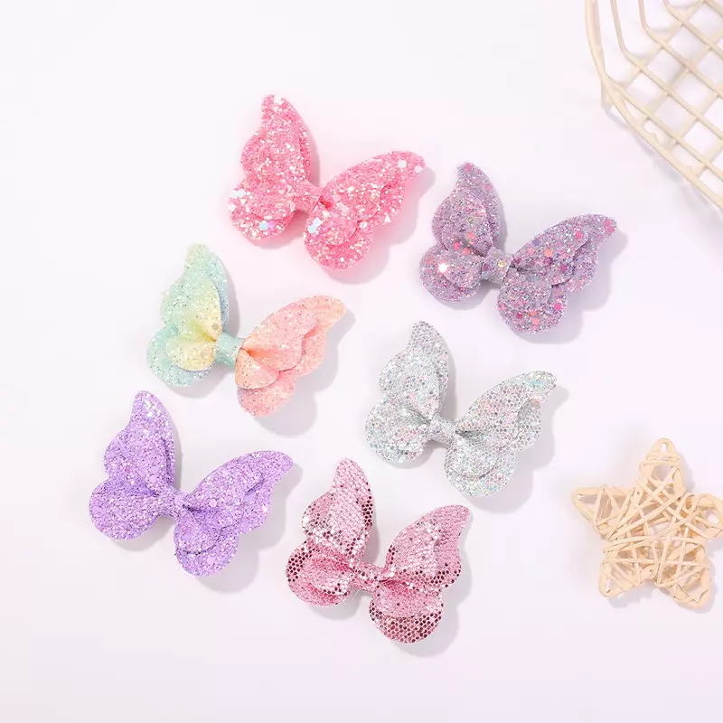 2PCS/set Color Matching Butterfly Princess Hairpins For Girls Sequin Hairgrip Headwear Children Hair Clips Baby Hair Accessories