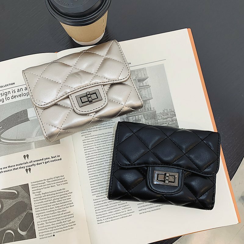 Brieftasche kurze Frauen neue Internet-Promi-Brieftasche Mode Student Multi-Karte weiches Leder Lingge Null Brieftasche