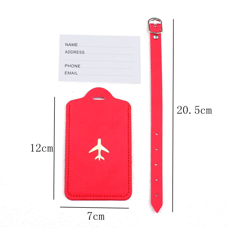 1PC Travel Portable PU Leather Luggage Tag Suitcase Identifier Label Baggage Boarding Bag Tag Name ID Address Holder Accessories
