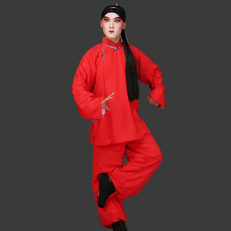Ropa de prisionero masculino de Drama chino, ropa de actuación de ópera antigua de Peking, Huangmei, disfraces rojos de prisionero de escenario