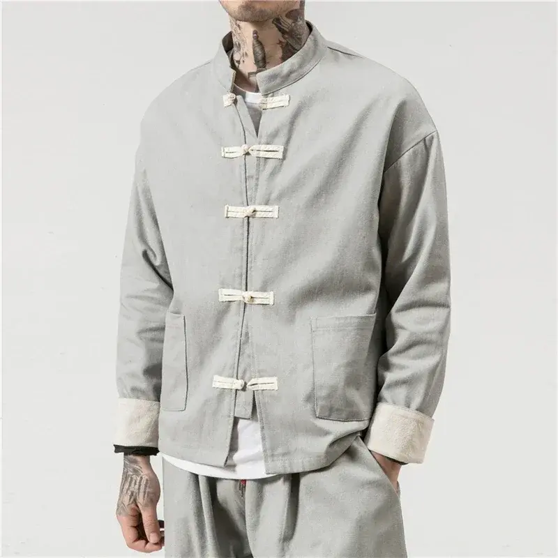 Tops estilo chinês masculino, calças de algodão e linho, camiseta étnica tradicional para kung fu, moda oriental