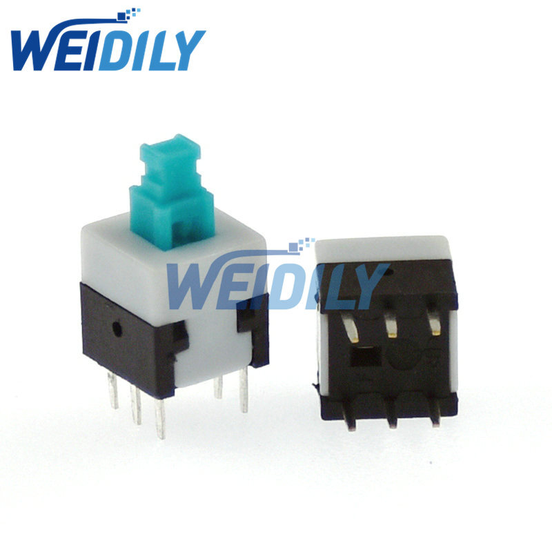 10PCS 8X8 8*8 mm 6Pin Push Tactile Power Micro Switch Self lock On/Off button Latching switch Wholesale Electronic