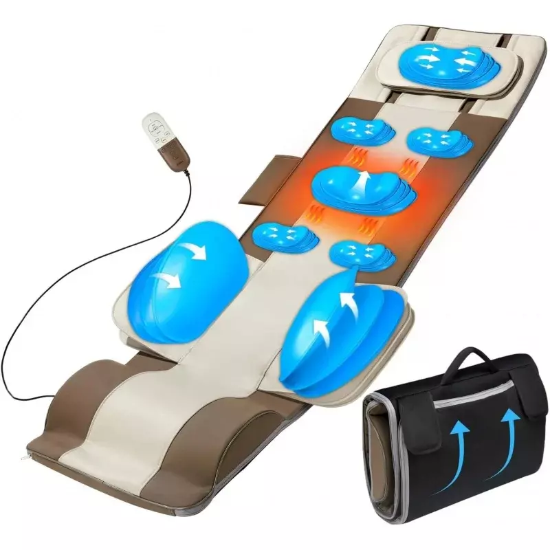 Full Body Massage Mat with Airbags Stretching & Heating, 3D Lumbar Traction & Relaxation, Back Massager Pad, 4 Modes 3 I