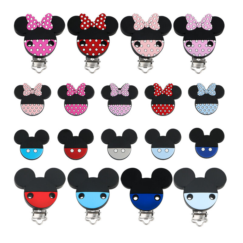 Kovict 3-5Pcs Silicone Beads Clips Cartoon Mouse Bead For Jewelry Making DIY Baby Pacifier Chain Keychain Necklace Accessories