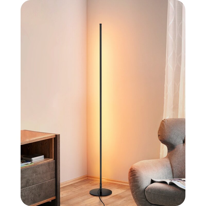 EDISHINE lampu lantai sudut vertikal, lampu lantai tinggi minimalis dapat diredupkan-