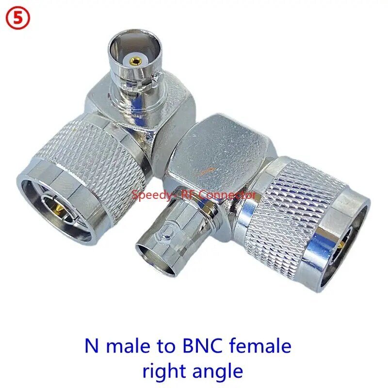 Conector macho de 1 piezas L16 N a BNC, BNC Q9 a N Conector hembra, adaptador Coaxial de ángulo recto RF, entrega rápida de cobre