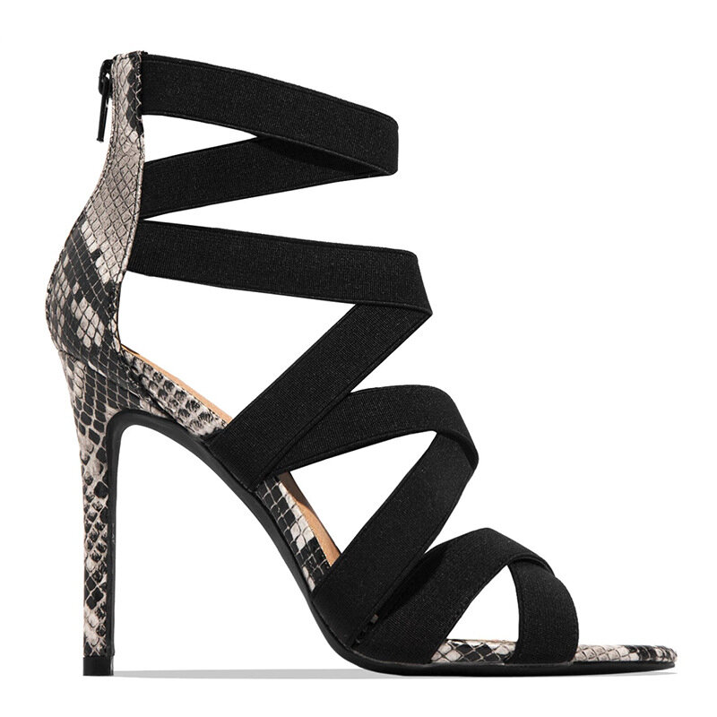 Sandalias de tacón alto de serpiente para Mujer, zapatos informales de retales a la moda, colores mezclados, talla 37-43, 2023
