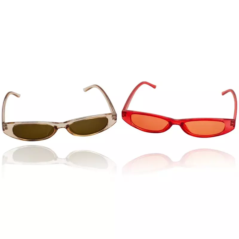Lunettes de soleil vintage rectangulaires pour femmes, yeux de chat, petite monture, noir, rouge, marque rétro, lunettes maigres