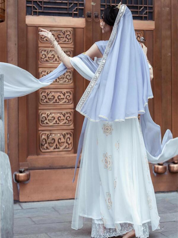 Китайский Экзотический стиль Dunhuang летающее небо улучшенное ханьфу Женская одежда для выступлений в западном стиле Хань элемент