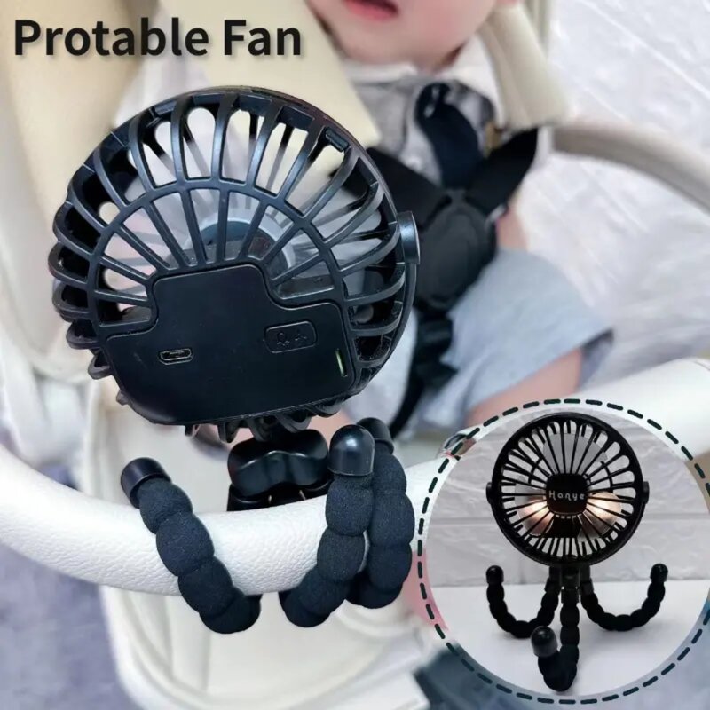 Ventilateur de Poussette pour Bébé, Rechargeable par USB, Sans Lame, Petit Pliable, Silencieux, Refroidisseur d'Extérieur