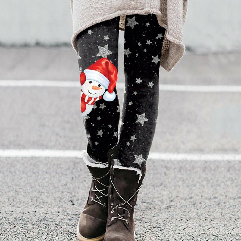 2024 Christmas Santa Printed Pattern Decor Slimming Yoga Leggings Costume High Waist Elastic Comfortable Leggings For Women