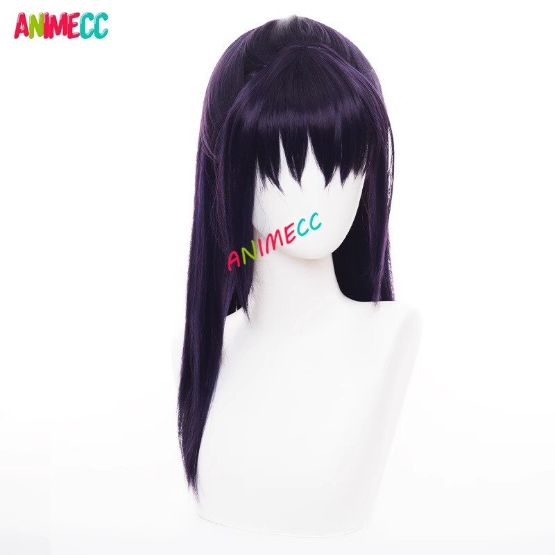 ANIMECC Iori Utahime Cosplay Wig Dark Purple Wig Anime Jujutsu Cosplay Wigs Heat Resistant Synthetic Rosenet Wigs+wig Cap