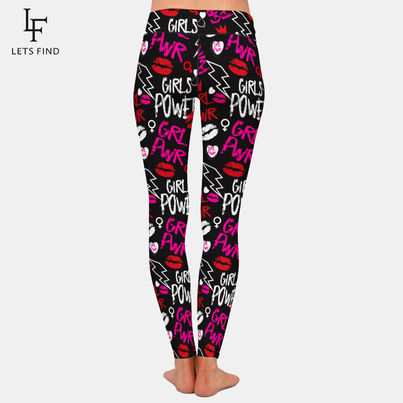 LETSFIND High Quaility Sexy Letters and Lips Digital Printing Women Fitness Legging Fashion High Waist Workout Legging