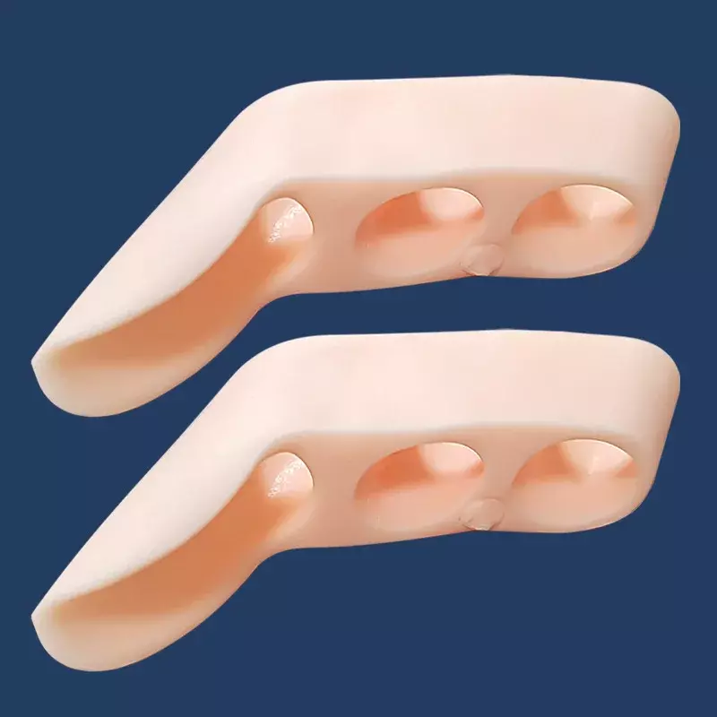 Uniseks 1 pasang SEBS tiga lubang jari kecil Internal kaki tumpang tindih perlindungan jempol eksternal pemisah koreksi Anti aus