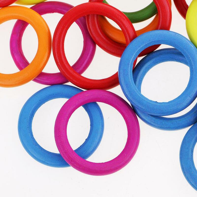 50pcs Colorful Wood Circle Ring Pendant Connectors DIY Jewelry Findings 33mm