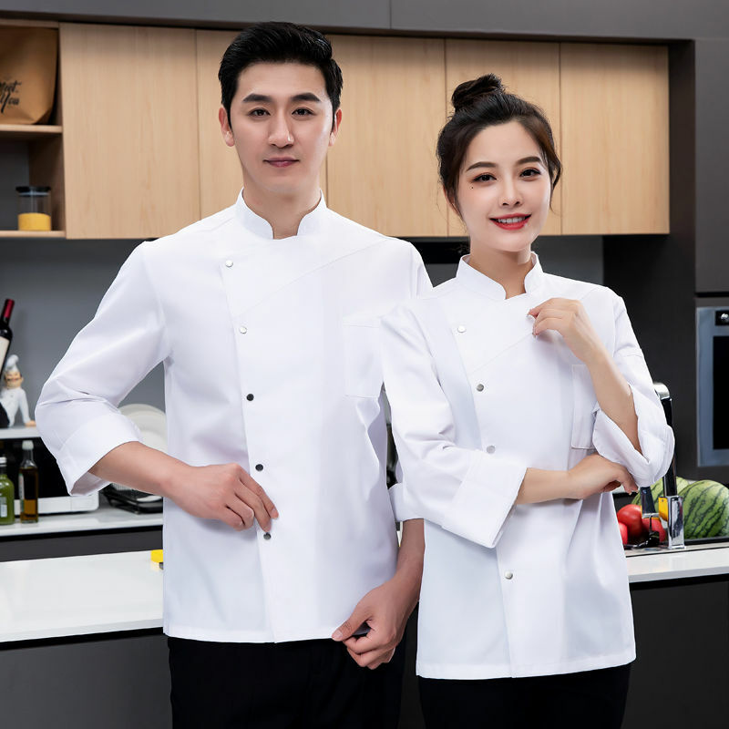 Biały koszula szefa z długim rękawem strój kucharski kucharz płaszcz szef kuchni t-shirt piekarz mundurek roboczy kelner restauracja Hotel ubrania kobiety Logo