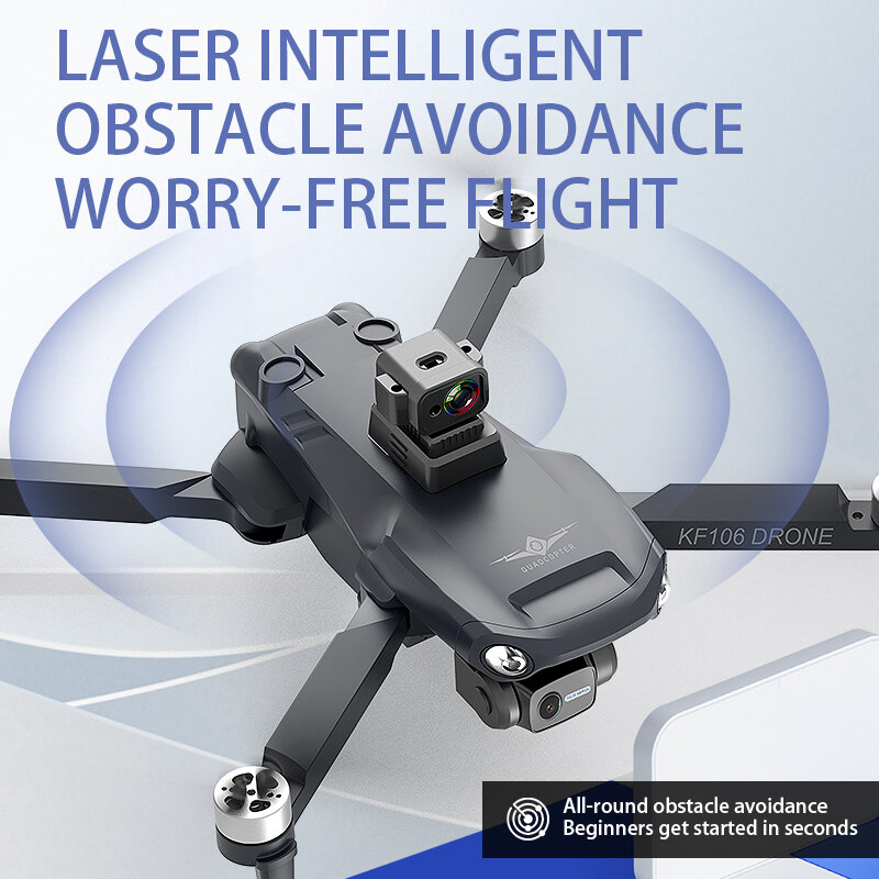 Brushless Motor Four Axis Drone Toy, Visualização de fluxo óptico, Câmera HD, Dobrável de imagem, KF106 Max, 10K, Novo