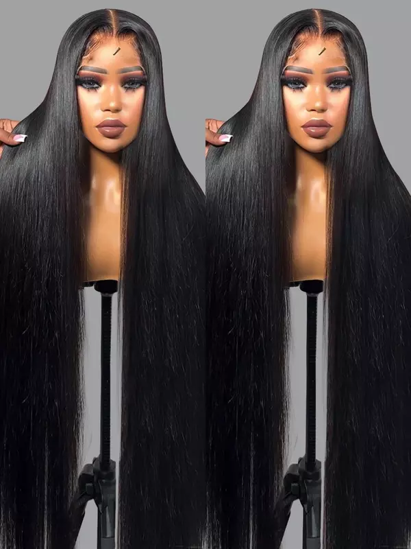 Парик женский бразильский из прямых человеческих волос, Прозрачный передний парик на сетке 13x 4, 30 34 дюйма