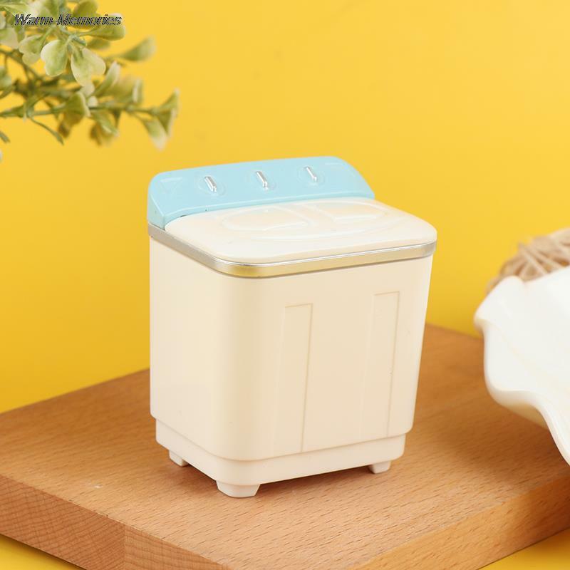 1 buah 1:12 miniatur rumah boneka mesin cuci Laundry mainan Dekorasi peralatan rumah