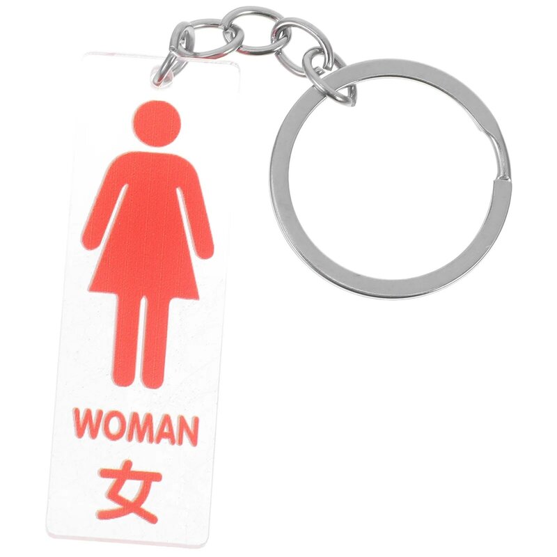 여성용 열쇠 고리 체인 펜던트, 아크릴 화장실, 빨간색 체인, 여성용 식별기