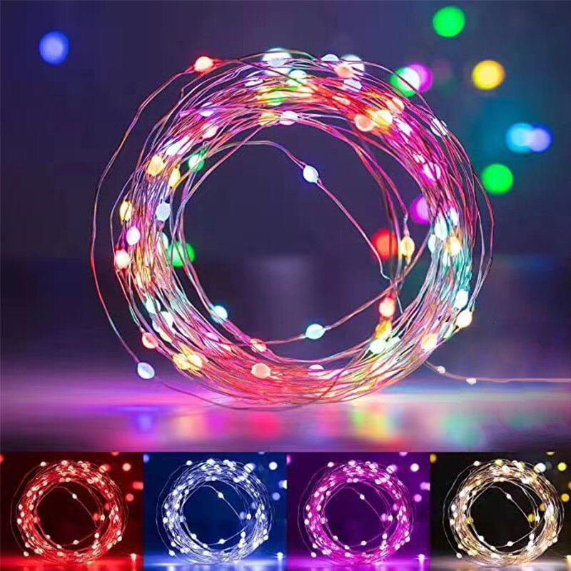 โคมไฟลวดทองแดง LED กันน้ำแรงดันต่ำ3V ใช้ไฟจากแบตเตอรี่/USB สำหรับตกแต่งงานปาร์ตี้งานแต่งงานในเทศกาลคริสต์มาสฤดูใบไม้ผลิ