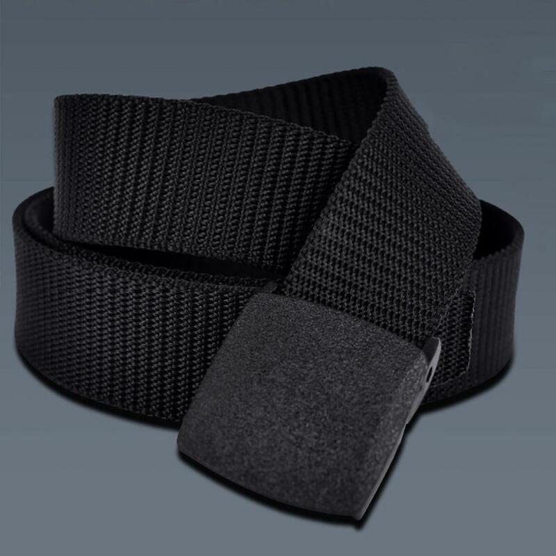 Cinturón de nailon ajustable para hombre, cinturón de utilidad duradero con diseño sin agujeros, hebilla sin Metal para Jeans, sólido para disfraz para oficiales