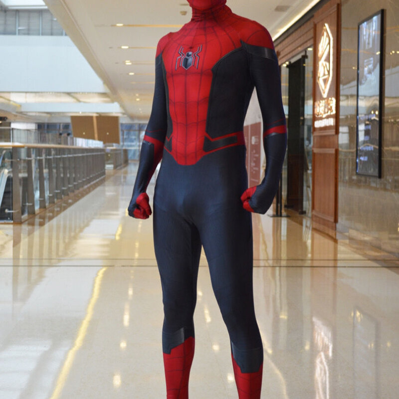 Kostum Superhero Zentai Kostum Spiderman Jauh dari Rumah Kostum Spider Man untuk Pria Jumpsuit Bodysuit Karnaval Halloween Kostum