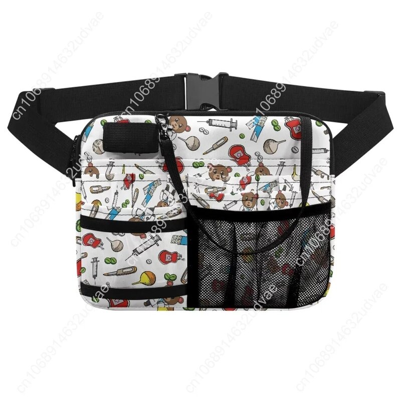 Sac banane multi-poches pour infirmière, sacs de ceinture médicale, design mignon d'ours de dessin animé, sac de taille décontracté, sangle réglable
