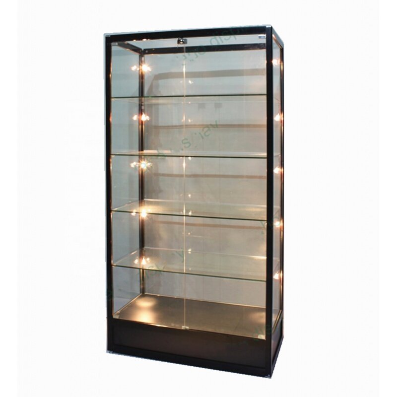 Pantalla de vidrio con marco de aluminio personalizado para tienda minorista, vitrina LED, escaparate de tienda de humo, 6 pies de alto