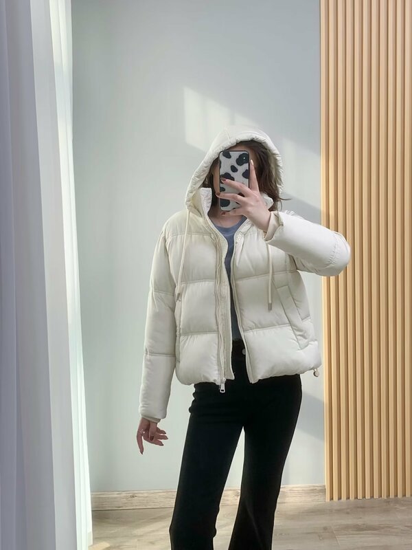 Women 2023 Winter Fashion Warm Double lined cotton Hooded Jacket Coat Vintage Long Sleeve Zipper Female Outerwear Chic Tops