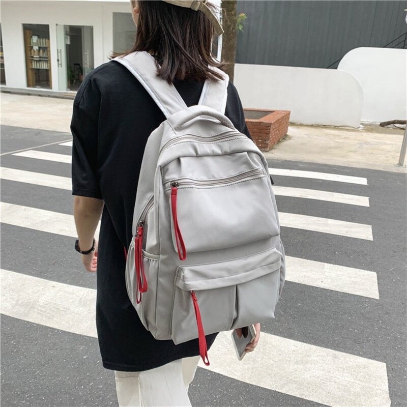 Canvas School Bags Fashion Trends Zippered Breathable Backpacks Waterproof Wear Resistant Leisure Backpack