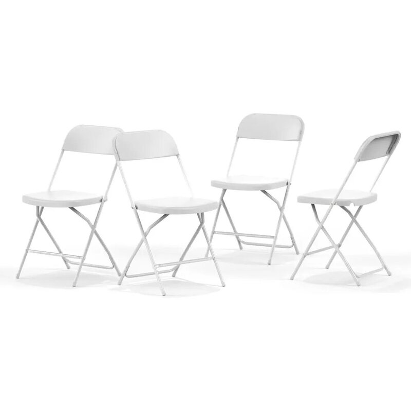 Складные стулья, пластиковые наружные/внутренние, вес 650 фунтов (белый, 4 упаковки)