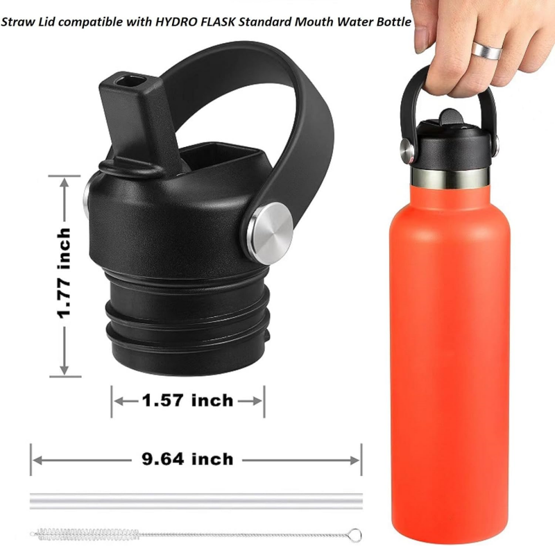 غطاء من القش لـ Hydroflask ، استبدال الفم القياسية ، غطاء زجاجة ماء الرياضة مع مقبض ، قارورة مائية ، 18 21 24 oz