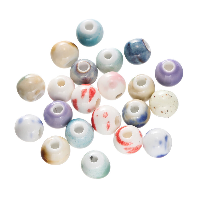 50pcs/Lot 6/8/10mm Classic Ceramic Beads Spacer Loose Round for Necklace Bracelet Earrings Jewelry Making Accessories