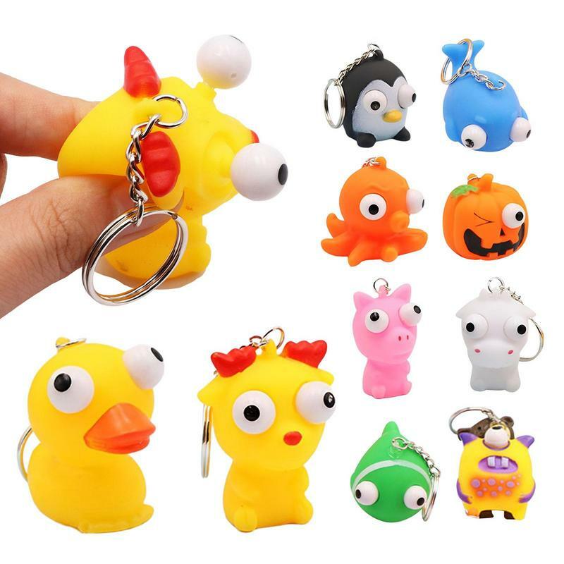 Toy Keychain Animal Keychain Espremer Toy Squeeze Toy Keychain Out Eyes For Stress Reduzir Prêmio Carnaval
