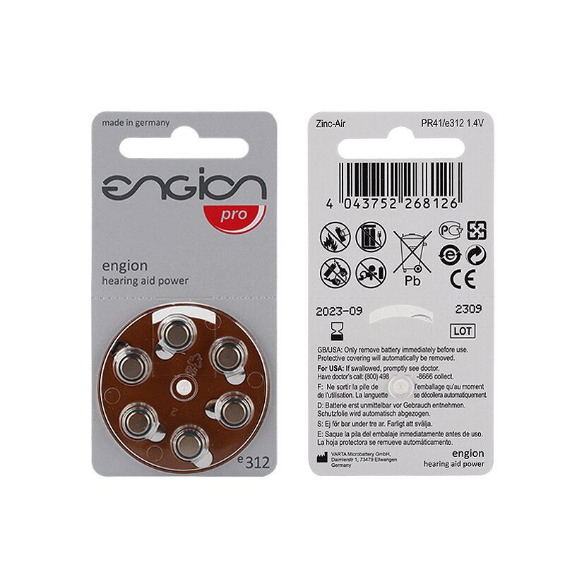60pcs High Performance Zinc Air Hearing Aid Batteries 1.45V A312 312A ZA312 312 PR41 U battery for CIC BTE hearing aids