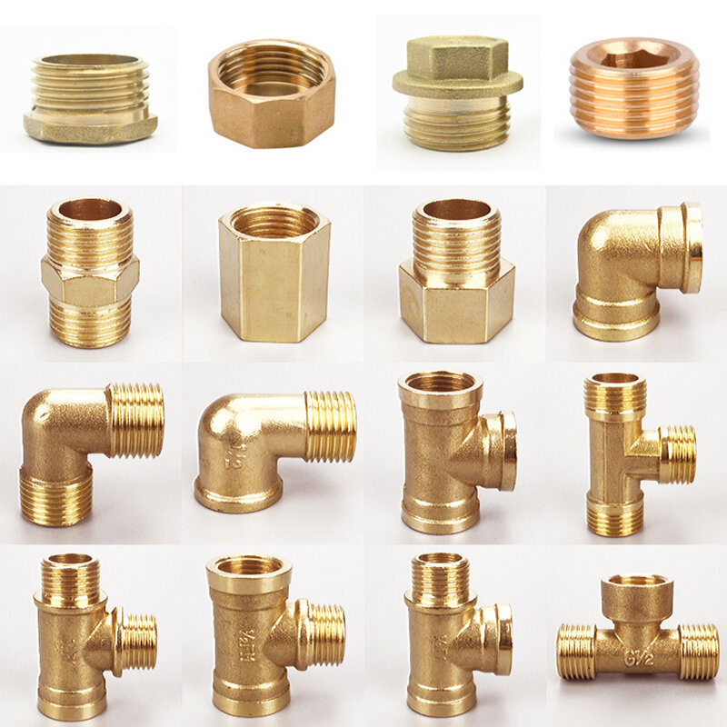 1/8" 1/4" 3/8" 1/2" 3/4" 1" BSP Male Female Thread Brass Elbow End Cap Plug Nipple Tee Pipe Fitting Coupler Connector Adapter