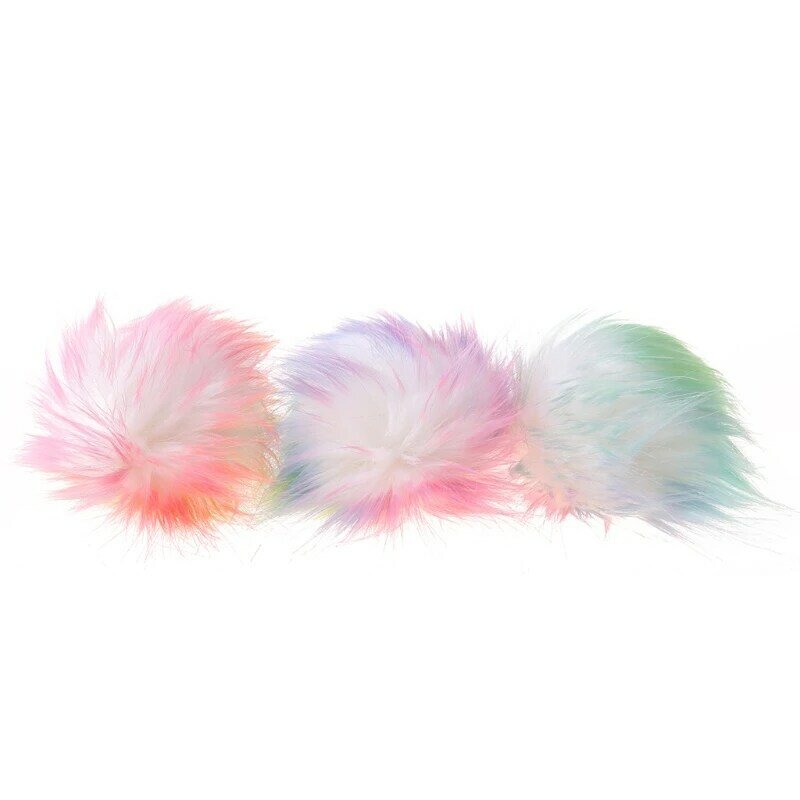 Pom Poms  Artificial Fur Puff Hair Ball Pompoms DIY Knit Hat Car Bag Backpack  with Press Button 3 Pieces Dropship