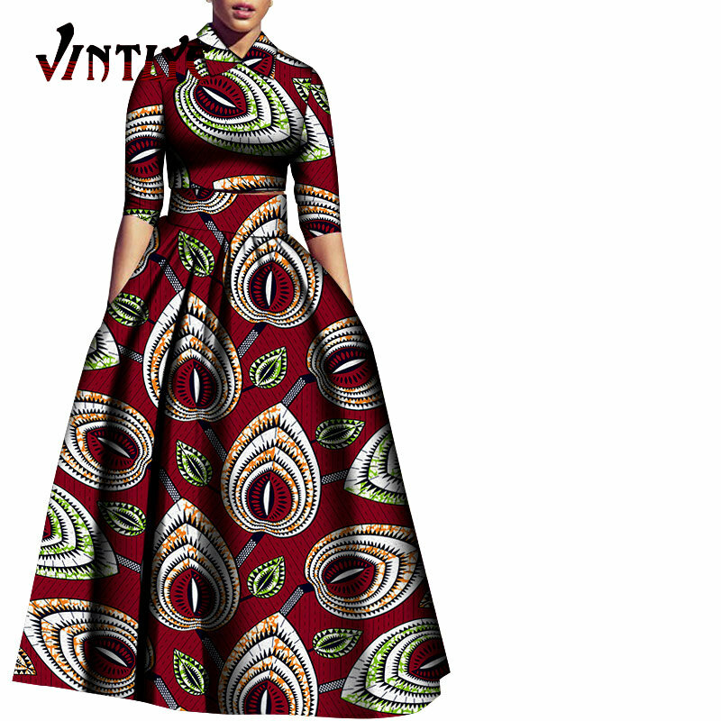 아프리카 여성 의류 치마 세트 자르기 위쪽과 Pleated 스커트 가운 Africaine 나이지리아 의류 레이디 대시 파티 착용 WY560