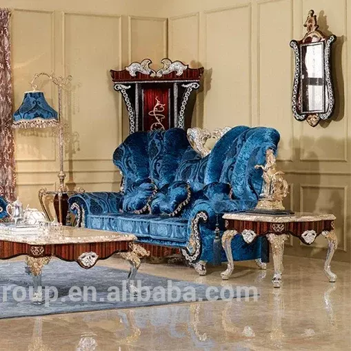 KT188-sofá italiano de buena calidad, mueble tallado a mano, de madera, vintage, para sala de estar