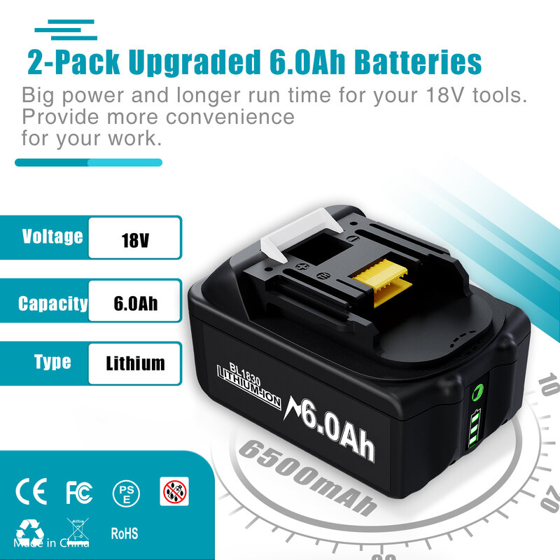 12V 6000 Mah Oplader Voor Makita Batterij Oplaadbare Vervanging Bl1840 Bl1850 Bl1860 Bl1860b Gereedschap Power Bank Gratis Verzending