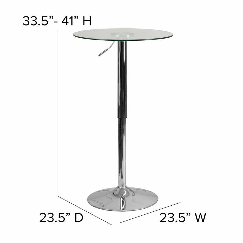 23.5'' Round Adjustable Height Glass Bar Table (Adjustable Range 33.5'' - 41'')
