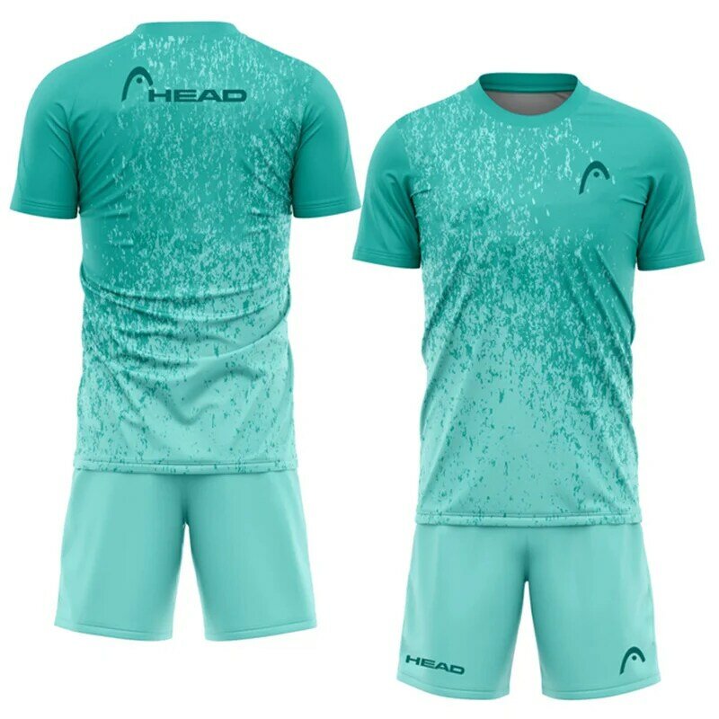 Men's Short Sleeve T-Shirt +Shorts Two Piece Suit Fashion Tennis Sportswea Summer Outdoor Sports Sets Badminton Training Clothes